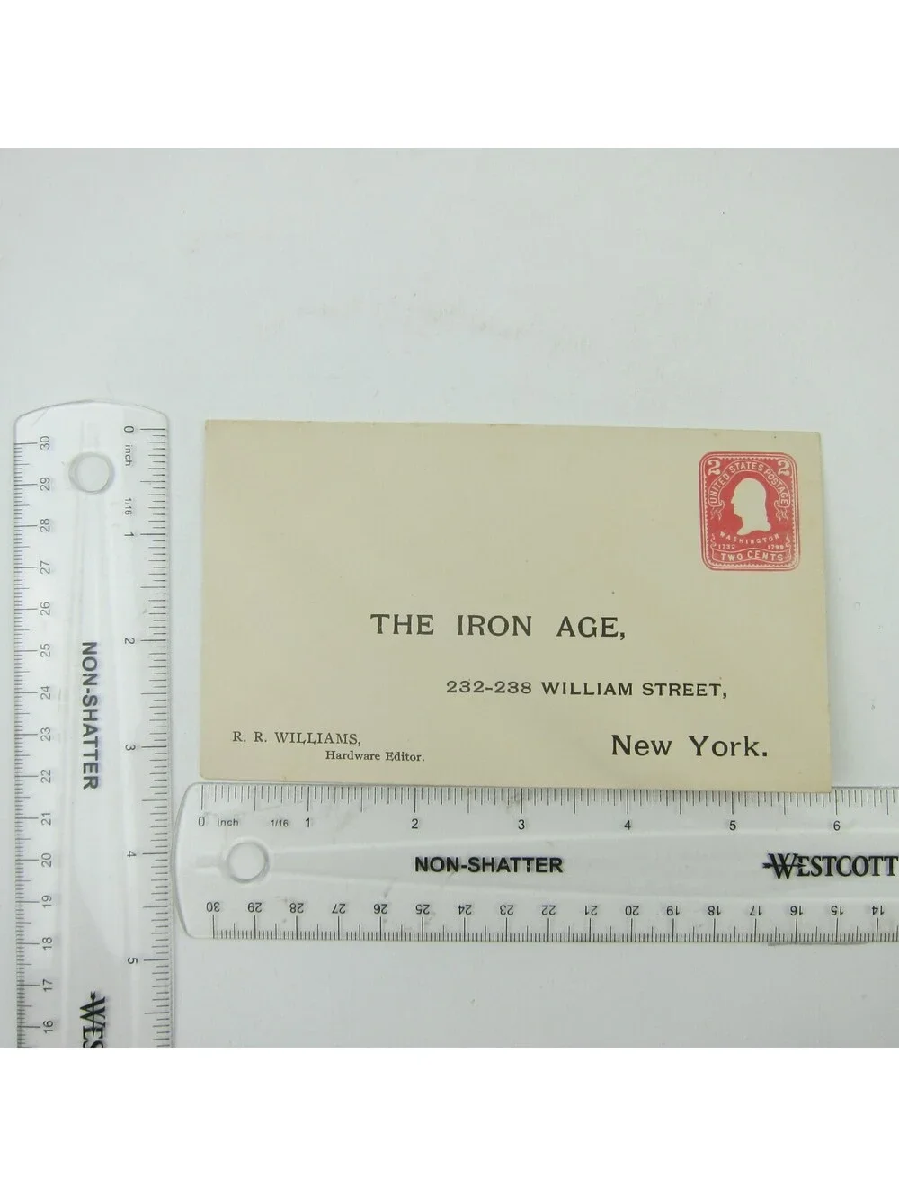 US Postal Stationery RR Williams The Iron Age New York 2 cent Washington Antique